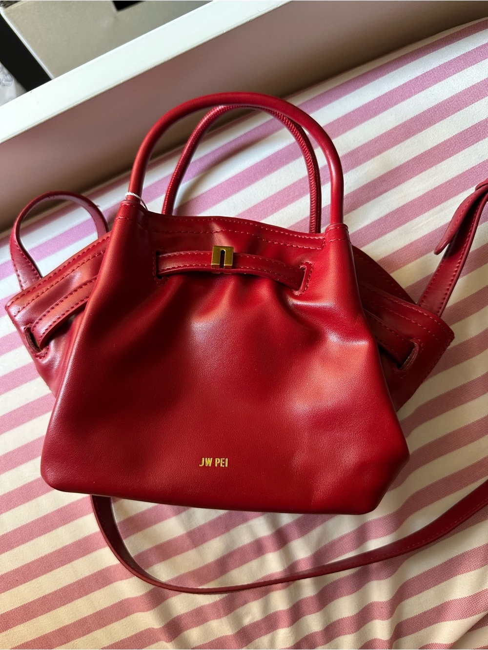 JW PEI Red Mini Tote with Gold Hardware